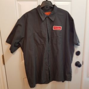 Hacker Mens shop shirt with  patch